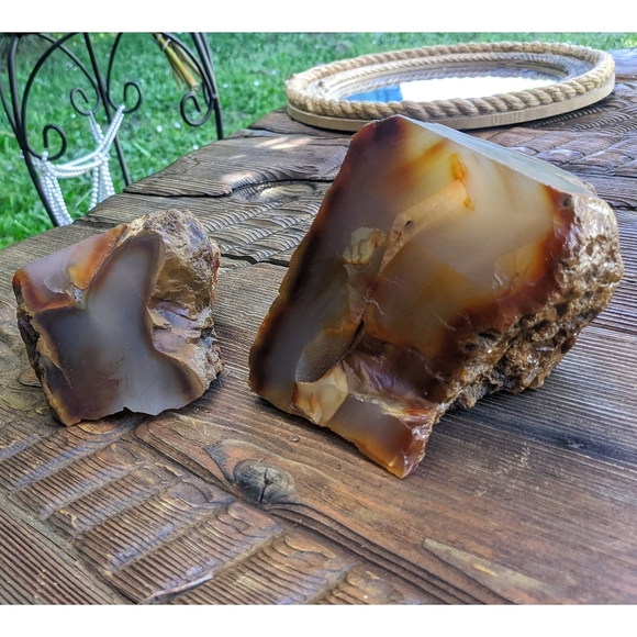 *SOLD* Large natural Agate abstract cut stone bookend 973g - Picture 12 of 12